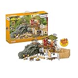 schleich 42350 Dschungel Forschungsstation Croco, für Kinder ab 3 Jahren, Wild Life - Spielset