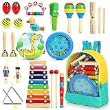 Jojoin 24 Stück Musikinstrumente für Kinder, Holz Percussion Set, Einzigartiges Ocean Wave Bead Drum, Xylophon, Rhythmus Spielzeug Musik Kinderspielzeug Geschenke für Kleinkinder ab 3 Jahre