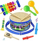 Kinderinstrumente Holz Musikinstrumente, Xylophon-spielzeug Aus Holz, Perkussionsinstrumente, Xylophon, Trompete, Kazoos, Rassel, Kinderspielzeug Set Baby Musikspielzeug Babyspielzeug Ab 3 Jahr