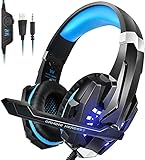 INSMART PS4 Headset, PS5 PC Gaming Headset Auch für Nintendo Switch, Xbox One & Laptop, 3.5mm Noise Cancelling Gaming Kopfhörer mit Mikrofon, Surround Sound System & Extra 3,5mm Y-Klinkenadapter