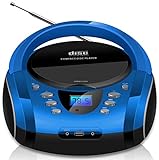 Tragbare Boombox | CD/CD-R | USB | FM Radio | AUX-In | Kopfhöreranschluss | CD-Player | Kinder Radio | Boombox | CD-Radio | Stereoanlage | Kompaktanlage (Cobalt Blue)