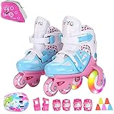 Sumeber Inline Kinder Skates Tri-Linie mit veränderbarer Länge Kid Jungen Mädchen Rollschuhe Outdoor/Indoor (Blau, XS（27-30）)