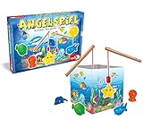 Noris 606041894 - Angelspiel - spannendes Kinderspiel mit bunten Kunststoff Fisch-Figuren und 2 Holz Angeln, ab 2 Jahren