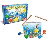 Noris 606041894 - Angelspiel - spannendes Kinderspiel mit bunten Kunststoff Fisch-Figuren und 2 Holz Angeln, ab 2 Jahren