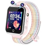 PTHTECHUS Smartwatch Kinder, Spiel Telefon Uhr für Kinder Touchscreen Armbanduhr mit Anruf Taschenrechner Schulmodus SchrittzäHler SOS Wecker Kamera Geschenk für Jungen MäDchen Studenten (Rosa)