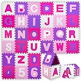 KIDIZ® Spielmatte 86 tlg. Spielteppich Puzzlematte Kinderteppich Schutzmatte Kinderspielteppich Schaumstoffmatte ABC Lernteppich Puzzleteppich Puzzle Zahlen Buchstaben Maß je Matte ca. 31,5 x 31,5cm