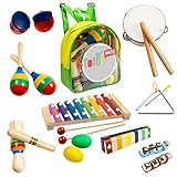 Stoie's 19 Teiliges Musikinstrumente Set für Kleinkinder, Vorschulkinder, Kinder – Holzschlaginstrumente für Spiel und Rhythmus, Xylophon