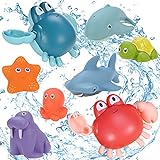 GOLDGE Badewannenspielzeug, 8Pcs Badespielzeug Baby ab 6 Monaten Badespielzeug Wasserspielzeug für Baby Badewanne