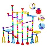 Ucradle Kugelbahn - 152pcs Mehrfarbige Murmelbahn Marble Run Set mit Bahnelementen und Glasmurmeln, Mint Lernspielzeug und Konstruktionspielzeug für Kinder Mädchen Jungen 4+