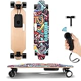 Caroma 90cm Skateboard Elektrisches, Elektrisches Longboard mit Fernbedienung, 700W Doppelmotoren, 25km/H Höchstgeschwindigkeit, 16-20km Reichweite, E Skateboard für Erwachsene