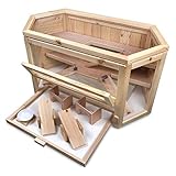 Julido Hamsterkäfig 6-eckig doppelstöckig 80x43x40cm, Kleintierkäfig aus Holz mit viel Zubehör