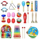 Jojoin Musikinstrumente Kinder Set, 25 Stück Holz Percussion Set für Kleinkinder und Baby, Musik Kinderspielzeug Geschenke, Xylophon Percussion Instrumente mit Tragetasche