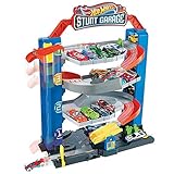 Hot Wheels GNL70 - Hot Wheels City Stunt Garage-Spielset, Geschenk für Kinder von 3 bis 8 Jahren, mit Aufzug zu den oberen Ebenen, lässt sich mit anderen Sets verbinden