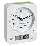 TFA Dostmann 60.1511 Combo Funkwecker mit analoger Uhrzeit und digitaler Weckzeit, besonders leise und genau, 9 x 4 x 11,5 cm, weiß, Kunststoff