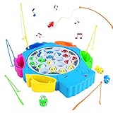 Angelspiel Fisch Angeln Spielzeug Musik Kinderspielzeug Pädagogisches Spielzeug Kinderspielzeug ab 3 4 5 6 Jahre Junge Mädchen (21 Fische)