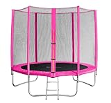 SixBros. SixJump Gartentrampolin 2,45m - Kindertrampolin für den Garten, Outdoor-Trampolin, Komplett-Set inkl. Leiter, Sicherheitsnetz & Abdeckung, pink, TP245/1610