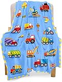 ASPILLOW LKW-Decke für Jungen,LKW-Decke für Kinder für Jungen und Mädchen,Flauschige und Bequeme LKW-Fleecedecke,weiche und warme Blaue Decke 100x130cm Kinderdecke