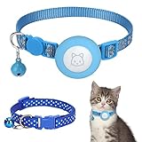 Airtag Katzenhalsband Airtag Halsband Katze GPS Katzenhalsband 2 Stuck Katzen Halsbänder GPS Tracker Katze Mit Wasserdichter Airtag-Halterung Kompatibel Air-Tags Katzenhalsbänder（Blue）