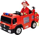 Actionbikes Motors Kinder Elektroauto Polizei / Feuerwehr SX1818 - 2 x 35 Watt Motoren - Fernbedienung - Sirene - Blaulicht - Eva Vollgummireifen (Feuerwehr SX1818)