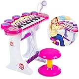 Kinderplay Keyboard Kinder, Kinder Klavier, Klavier für Kinder - Piano mit Mikrofon und Hocker, Piano Kinder, Keyboard, Piano Kids Spielzeug, Musikinstrumente Kinder ab 3 Jahre, KP8285