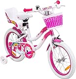 Actionbikes Kinderfahrrad Unicorn 16 Zoll - Kinder Fahrrad für Mädchen - Ab 4-7 Jahren - Caliper Bremse - Kettenschutz - Luftbereifung - Fahrräder - Laufrad - Kinderrad (16 Zoll)
