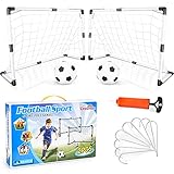 Dreamon 2er Set Kinder Fußballtore mit Fußball ,Tore und Pumpe Fussball Interaktiv Minitore Spielzeug Sportspaß für Garten Indoor