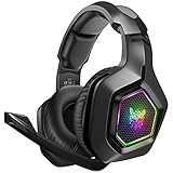 DIZA100 Gaming Headset für PS4 PC PS5 Xbox One, PS4 Headset mit Mikrofon& RGB-Licht, ONIKUMA Gaming Kopfhörer 3.5mm Surround Sound Headset für Switch Laptop Mac