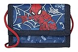 Geldbeutel mit Namen | Motiv Spiderman in blau & rot | inkl. Namensdruck Bedrucken & Personalisieren | Geldbörse Kindergeldbeutel Klarsichteinschub Klettverrschluss Münzfach