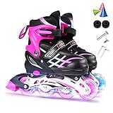 Lixada Inliner Skates für Kinder/Jungen/Mädchen, Einstellbare beleuchtende Bequeme Inline-Skates mit leuchtenden Rädern für Kinder und Jugendliche Inline-Skates, Größe 27-32/33-37/38-41