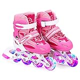 Lixada Inline Skates Kinder Vestellbare Inliner mit beleuchteten PU Rädern Rollschuhe Geschenk für Kinder Teenager,Jungen Mädchen Anfänger Damen Herren,Größe 27-32/33-37/38-41