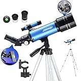 Aomekie Teleskop Astronomie 70/400 Fernrohr Teleskop für Kinder Einsteiger Amateur-Astronomen mit Aluminium Stativ Smartphone Adapter und Mondfilter