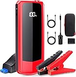 Audewdirect 2000A starthilfe powerbank,12V Auto starthilfe mit LCD-Bildschirm,20000 mAh Autobatterie mit LED Taschenlampe und Dual USB Schnellladung für bis zu 8,0L Benzin und 6,0L Dieselmotoren