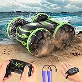 Amphibisches Ferngesteuertes Auto, 360 ° drehbares RC Stunt Auto mit Gestensensor 2,4GHz Außenferngesteuertes 4WD Spielzeugauto Geschenk Spielzeug ab 3 4 5 6 7 8+ Jahre Jungen Mädchen, Grün.