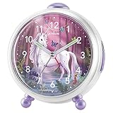 Atrium Kinderwecker Miraluna Mädchen Einhorn Fee Lila Rosa Weiß Analog Quarz ohne Ticken mit Licht und Snooze A932-0