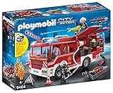 PLAYMOBIL City Action 9464 Fire Engine with Light and Sound and working Water Cannon, Toy for Children Ages 4+