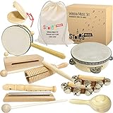 Stoie's International Wooden Music Set for Toddlers and Kids- Eco Friendly Musical Set with A Cotton Storage Bag - Promote Environment Awareness, Creativity, Coordination and Have Lots of Family Fun