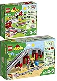 BRICKCOMPLETE Lego Duplo 2er Set: 10882 Eisenbahn Schienen & 10872 Eisenbahnbrücke und Schienen