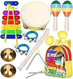 Smarkids Kinder Musikinstrumenten Spielzeug Set Schlaginstrument Musikalisches Spielzeug für Kinder Vorschulunterricht Pädagogisches Spielzeug für Mädchen und Jungen mit Kleinkind Rucksack