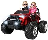 Actionbikes Motors Kinder Elektroauto Ford Ranger Monster - 4 x 45 Watt Motor - Touchscreen - Allrad - 2-Sitzer - Rc Fernbedienung - Elektro Auto für Kinder ab 3 Jahre (Weinrot Lackiert)