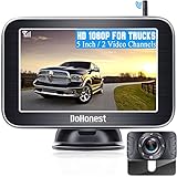 Kabellos Rückfahrkamera Auto 5' Split Screen Monitor Funk Backup Kamera Set Digital Stabile Signal Nachtsicht IP69 Wasserdichter Reversing Camera LKW Wohnmobil Anhänger Van KfZ DoHonest V25