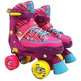 Best Sporting Rollschuhe Kinder Mädchen I Rollschuhe größenverstellbar 28 - 31 I robuste Inliner für Kinder mit Bremse I pink I Rollerskates Schuhe Kinder I Inliner mit 4 Rollen
