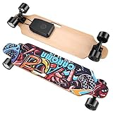 Caroma Elektrisches Skateboard mit ferngesteuertem 700-W-Longboard-Motor, Elektro Skateboard mit DREI Geschwindigkeitsmodi, 37' tragbares E-Skateboard , Kick-Skateboard-Geschenke (Multicolor)