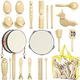 Jojoin 20 Stück Musikinstrumente Musical Instruments Set - Holz Percussion Set mit Aufbewahrungstaschen - Tambourine Maracas Rhythmus Spielzeug Musik Kinderspielzeug Geschenke für Kinder