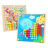 Mosaik Steckspiel 3d mit Zahnrädern,Farbe Steckspiel Mosaik Pegboard Gabelungen,Early Pädagogische Steckspiel für 2 3 4 5 Kinder,Steckspiel Infancia Geschenk aus der Jungen und Mädchen (180 Stück)
