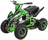 Actionbikes Motors Kinder Elektro Miniquad ATV Racer 𝟭𝟬𝟬𝟬 Watt 36 Volt - Scheibenbremsen - Safety Touch System Fußschalter (1000 Watt Schwarz/Grün)