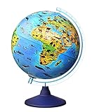 alldoro 68620 3D Lexi Ø 25 cm mit Smartphone IQ Globe App, Leuchtglobus mit LED Lampe ohne Kabel, Kinderglobus mit Tieren, Weltkarte geographisch, Tierglobus beleuchtet, Kinder ab 3 Jahre, Zoo Globus