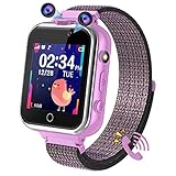 PTHTECHUS Smartwatch Kinder, Spiel Telefon Uhr für Kinder Touchscreen Armbanduhr mit Anruf Taschenrechner Schulmodus SchrittzäHler SOS Wecker Kamera Geschenk für Jungen MäDchen Studenten (Violett)