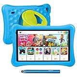 10.1”Kinder Tablet,2GB RAM 32GB ROM,AWOW Funtab Tablet Kinder Kindersicher KIDOZ APP& Google Play Vorinstalliert,WiFi&Blutooth,Android 10 Tablet für Kinder mit Touchstift,Kindgerechter Hülle Blau