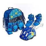 SMJ Kinder Set 2in1 Inliner Rollschuhe VERSTELLBAR Inline Skates + Schonerset + Helm + Tasche (30-33)