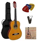 1/2 GITARRE - KONZERTGITARRE IM SET - KINDERGITARRE - CLASSIC - NATUR - DECKE LINDENHOLZ - TASCHE - BAND - SAITEN - 3xPIK - J3